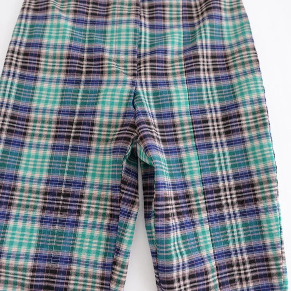 Urban Outfitters Green and Navy Checker Print Skinny Pants Size 4 - Picture 8 of 13